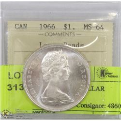 1966 ICCS MS64 SILVER DOLLAR