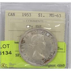 1953 ICCS SF, SWL MS63 SILVER DOLLAR