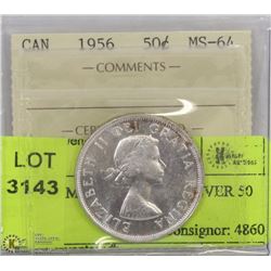 1956 ICCS MS 64 CANADA SILVER 50 CENT