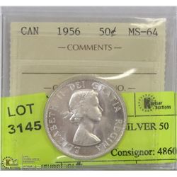 1956 ICCS MS 64 CANADA SILVER 50 CENT