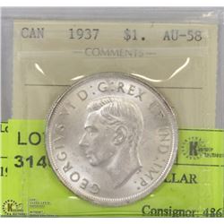 1937 ICCS AU58 SILVER DOLLAR