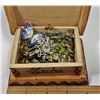 Image 1 : WOODEN TRINKET BOX & CONTENTS