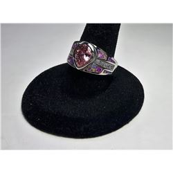 PEAR SHAPED PINK TOPAZ & PINK FIRE OPAL RING