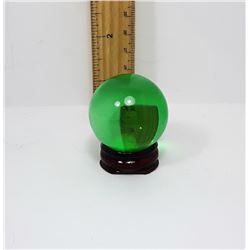 GREEN SEA GLASS 40MM SPHERE & STAND