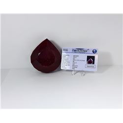 HUGE PEAR SHAPED NATURAL RUBY & COA