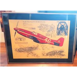 FRAMED P51B MUSTANG PLANE POSTER