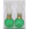 Image 1 : TWO MINIATURE OIL LAMPS WITH SHADES