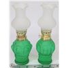 Image 1 : TWO MINIATURE OIL LAMPS WITH SHADES