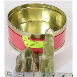 LOT OF 2 GREEN MARBLE ORNAMENTS