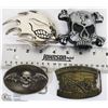 Image 1 : TRAY W/ 4 SKULL SKELETON BELT BUCKLES