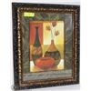Image 1 : FRAMED MATTED WINE BOTTLE DECORATIVE PICTURE