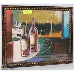 FRAMED WINE BOTTLE ABSTRACT DECORATIVE PICTURE