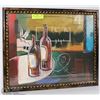 Image 1 : FRAMED WINE BOTTLE ABSTRACT DECORATIVE PICTURE