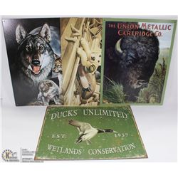 LOT OF 4 ASSORTED TIN SIGNS
