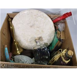 BOX WITH ASSORTED ORNAMENTS