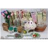 Image 1 : BOX WITH ASSORTED NEW CANDLES, CANDLE HOLDERS &