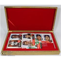 300 ASSORTED BASEBALL  CARDS IN WOODEN BOX