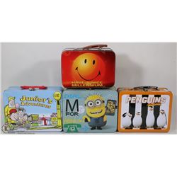 FLAT WITH ASSORTED LUNCH TINS INCL. MINIONS,
