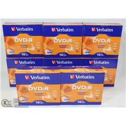 CASE OF 8 VERBATIM 10PKS OF DVD R- DISCS