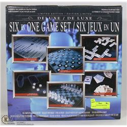 NEW DELUXE SIX IN ONE GLASS GAME SET