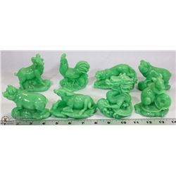 COLLECTION OF 8 JADITE/POLY RESIN CHINESE
