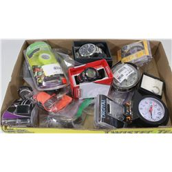 FLAT OF MISC WATCHES & ALARM CLOCKS