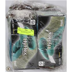 LOT OF 4 PACKS OF 12 ANSELL HYFLEX GLOVES SIZE 9