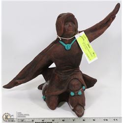 NATIVE EAGLE BIRD MAN SIGNED DOUBLE "P" 10" TALL
