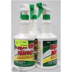 THREE BOTTLES OF SPRAY NINE MULTI-PURPOSE CLEANER