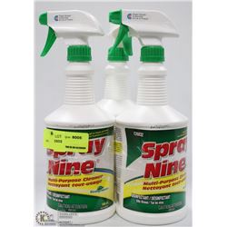 THREE BOTTLES OF SPRAY NINE MULTI-PURPOSE CLEANER