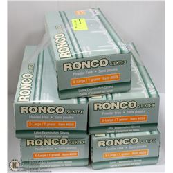 FIVE CASES OF RONCO EXAMINATION GLOVES SIZE XLARGE
