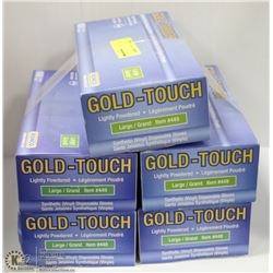 FIVE CASES OF GOLD-TOUCH DISPOSIBLE GLOVES