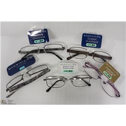 LOT OF 5 READING GLASSES STRENGTH +1.50