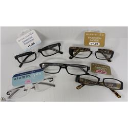 LOT OF 5 READING GLASSES STRENGTH +1.25 TO +2.50