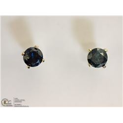 #5-14KT WHITE GOLD BLUE DIAMOND EARRINGS