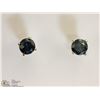 Image 1 : #5-14KT WHITE GOLD BLUE DIAMOND EARRINGS