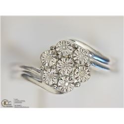 #6-STERLING SILVER 7 DIAMOND RING