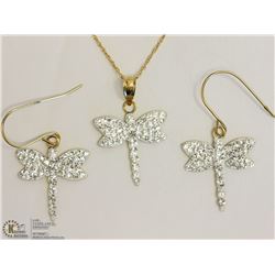 #7-10KT YELLOW GOLD EARRINGS PENDANT NECKLACE SET