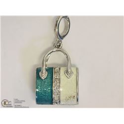 #8-STERLING SILVER DIAMOND PURSE PENDANT