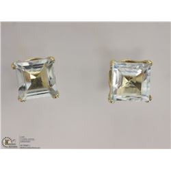 #10-14KT YELLOW GOLD AQUAMARINE EARRINGS