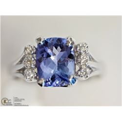 #16-14KT WHITE GOLD TANZANITE & DIAMOND RING