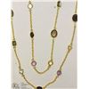 Image 1 : #17-STERLING SILVER GOLD PLATED GEMSTONE NECKLACE