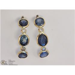 #20-14KT YELLOW GOLD SAPPHIRE & DIAMOND EARRINGS