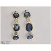 Image 1 : #20-14KT YELLOW GOLD SAPPHIRE & DIAMOND EARRINGS