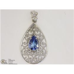 #23-14KT WHITE GOLD TANZANITE PENDANT