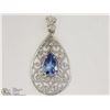 Image 1 : #23-14KT WHITE GOLD TANZANITE PENDANT