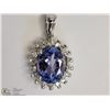Image 1 : #25-14KT WHITE GOLD TANZANITE & DIAMOND PENDANT