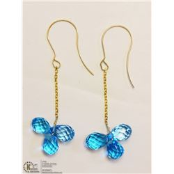 #26-14KT YELLOW GOLD BLUE TOPAZ EARRINGS