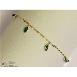 #27-10KT YELLOW GOLD EMERALD BRACELET
