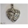 Image 1 : #32-STERLING SILVER DIAMOND HEART-SHAPED PENDANT